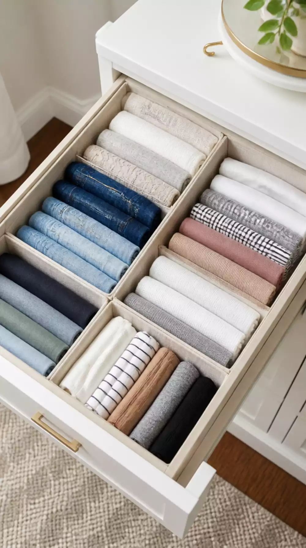 Closet Drawer Divider Set for a Folded Clothes Drawer That Keeps Everything Visible