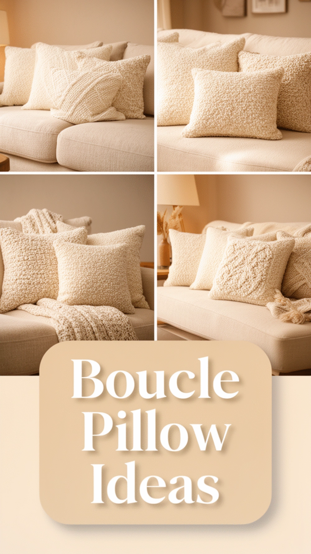 Living Room Amazon Boucle Throw Pillow Set in a Warm Cream for a Bougie Couch Look
