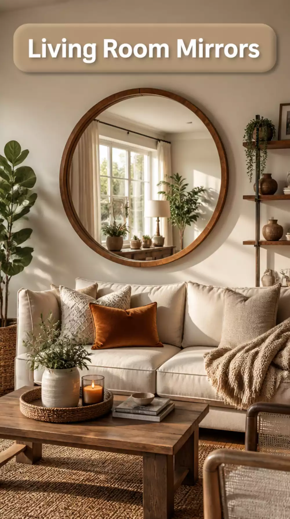 Visually Double Your Small Living Room with a Large Decorative Mirror