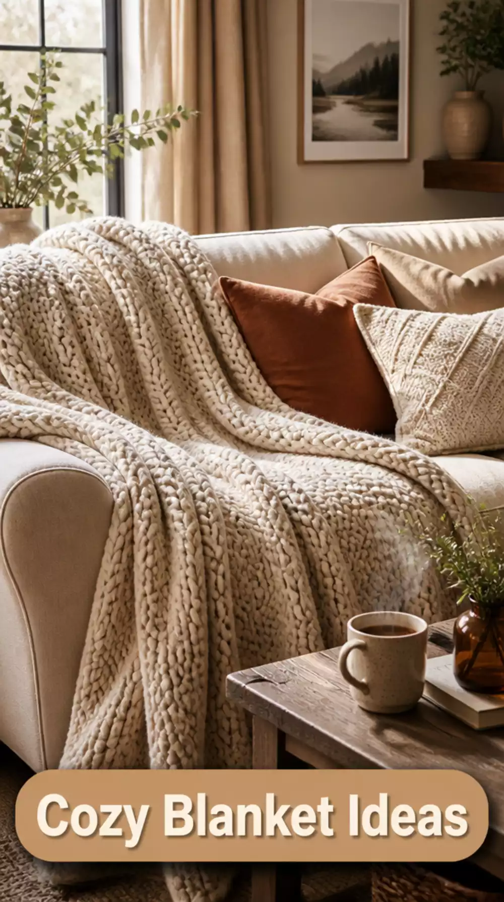 Oversized Knit Throw Blanket for Cozy Living Room