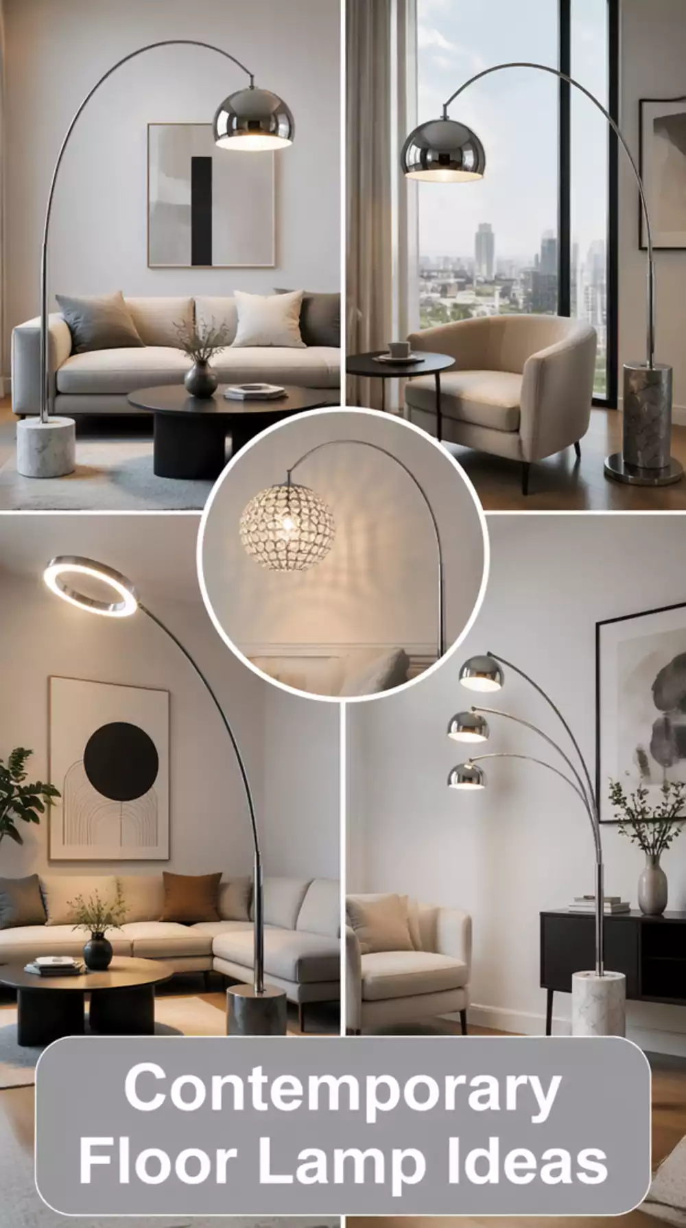 Living Room Arc Floor Lamp in a Polished Chrome Finish for a Contemporary Statement Piece