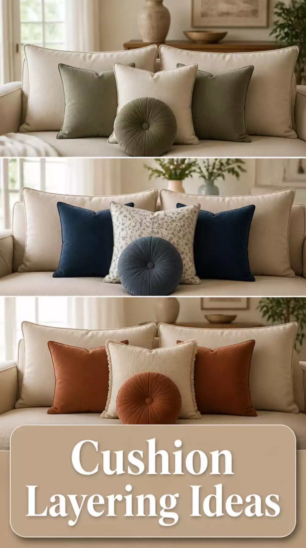 Living Room Sofa Back Cushion Grid in Three Sizes for a Styled Layered Look