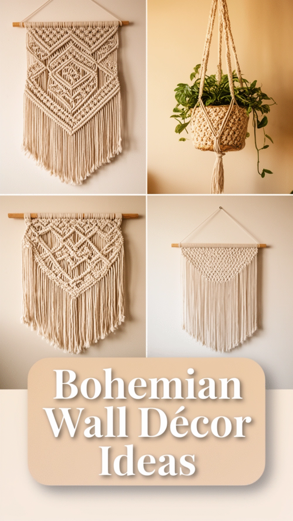 Wall Macramé Hanging in a Chunky Natural Cotton That Fills a Large Blank Wall