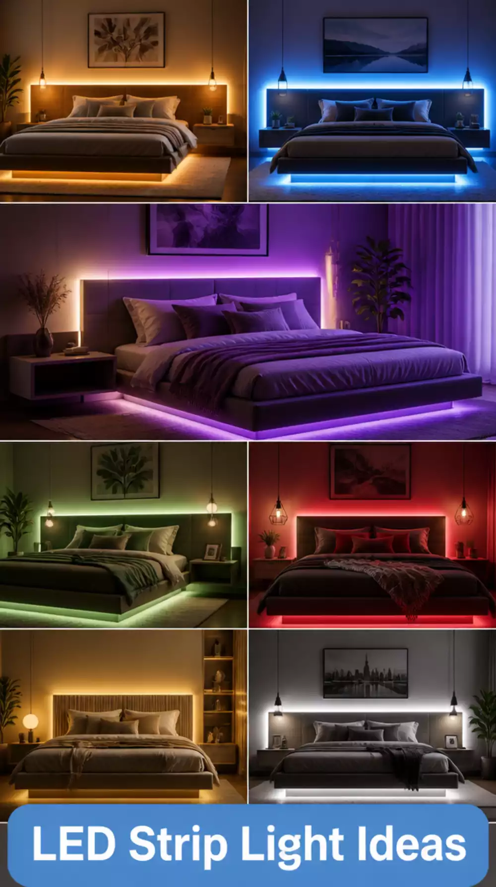 The Bedroom LED Strip Light Trick That Designers Use Behind a Floating Headboard