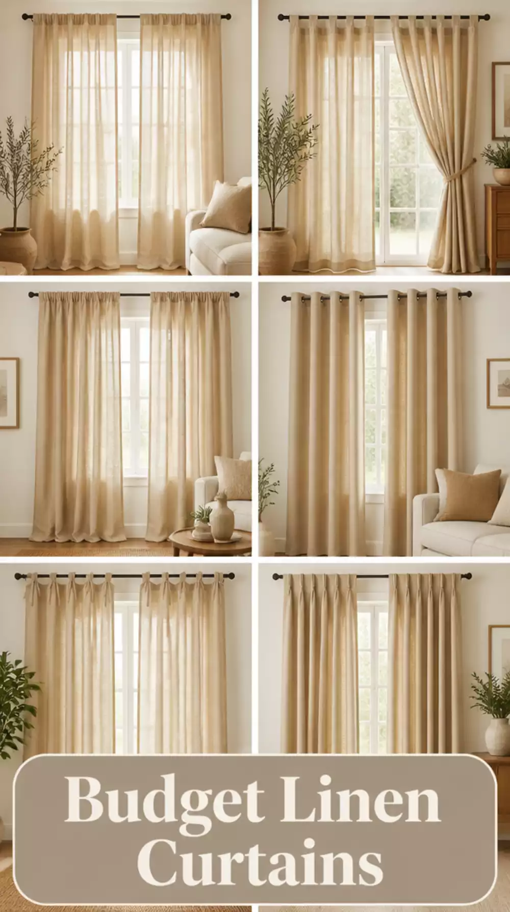 Living Room Linen Curtain Panel in a Warm Sand Tone for a Soft Diffused Window Look