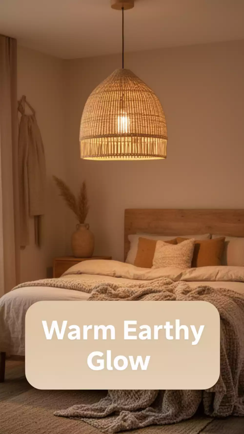 Bedroom Rattan Pendant Light Shade That Adds Warm Earthy Glow for Very Little