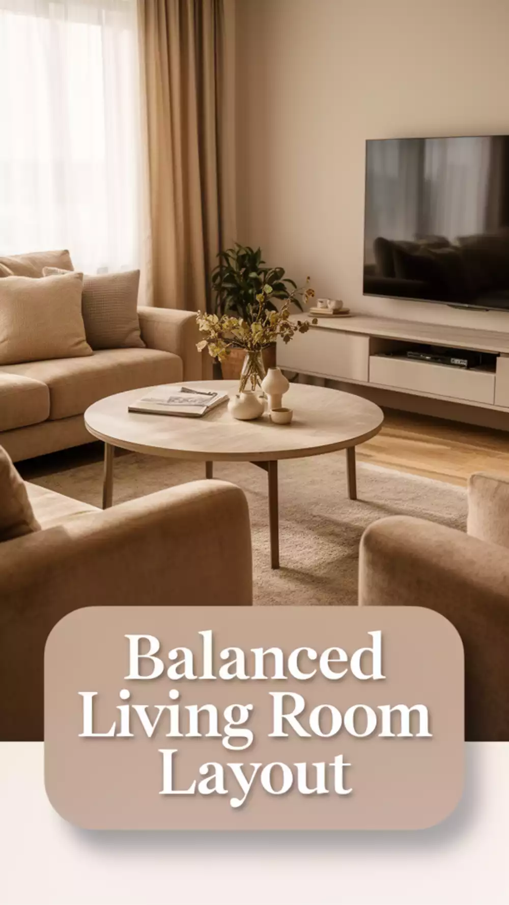 Living Room Coffee Table Centred Precisely Between the Sofa and TV Unit for a Balanced Layout