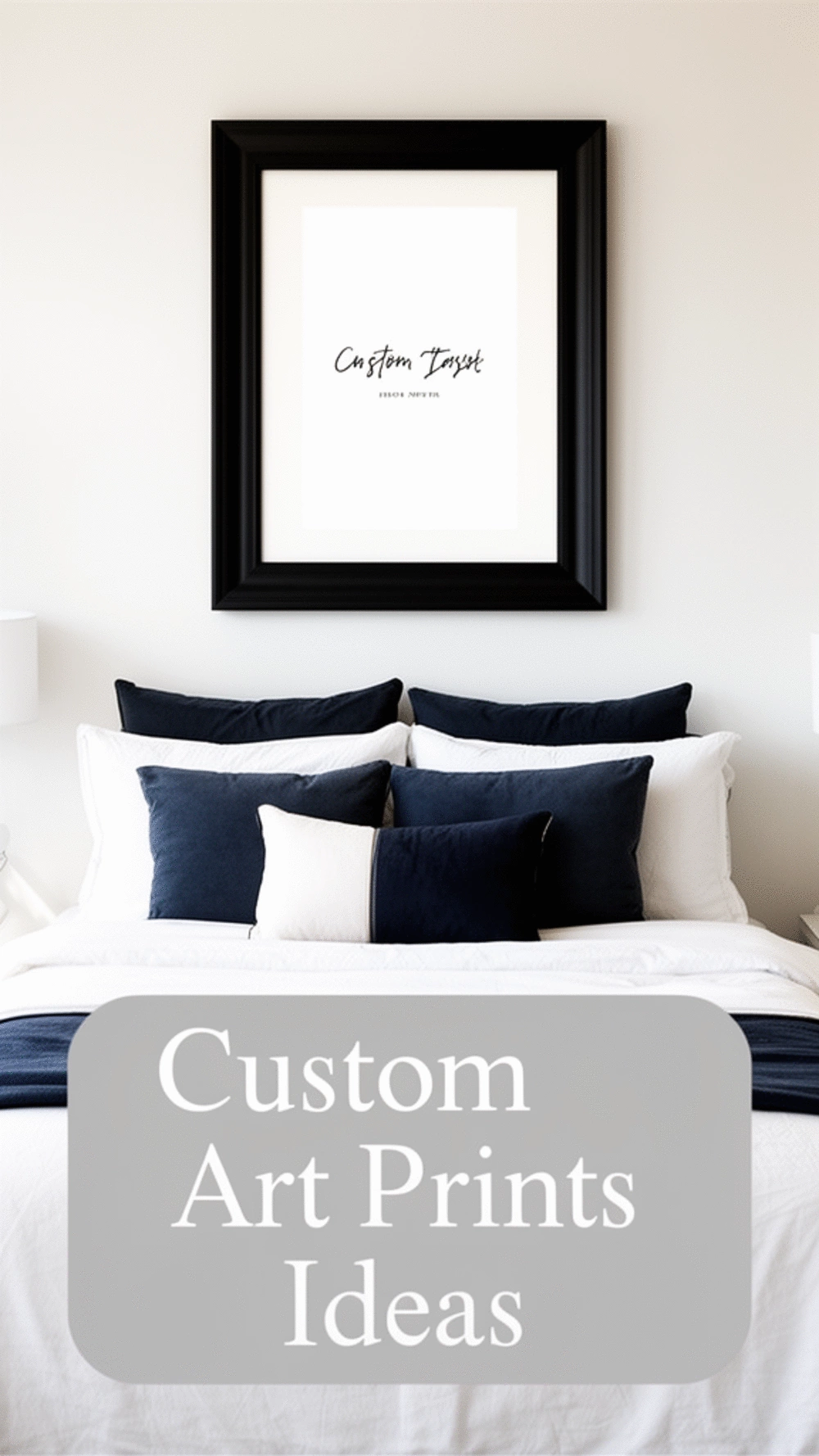 Bedroom Custom Art Print Framed in a Deep Black Frame for a Sophisticated Wall Look