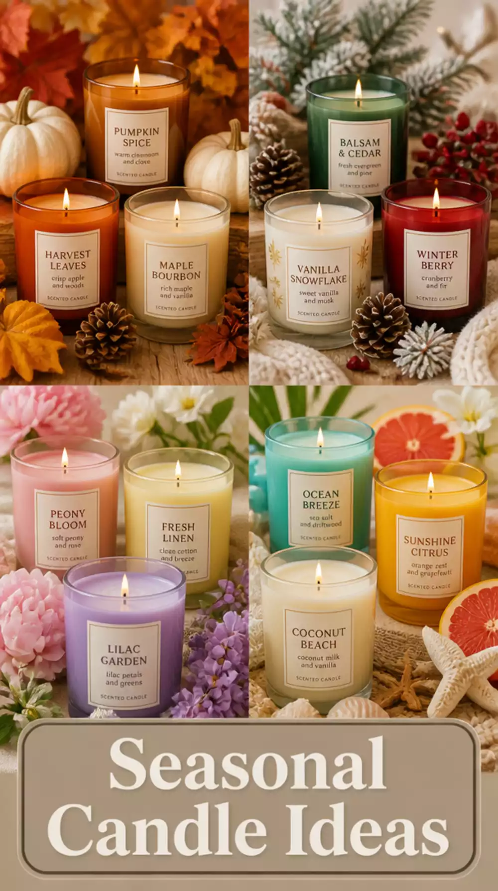 Living Room Seasonal Candle Set in a Scent and Colour Matched to the Time of Year