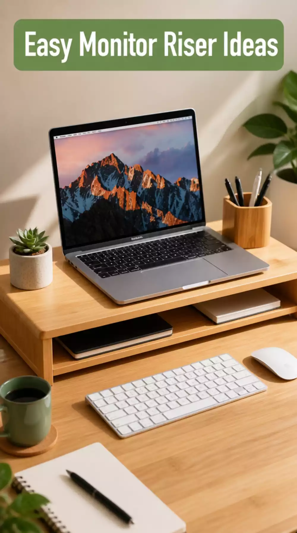 Home Office Amazon Monitor Riser in a Natural Bamboo That Clears the Desk and Looks Styled
