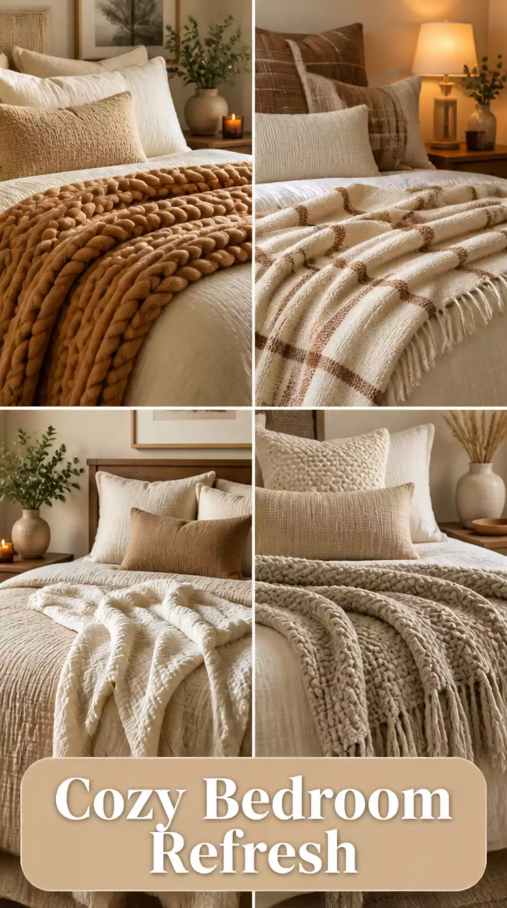 Bedroom Seasonal Throw Blanket Swap in a Warm Tonal Colour for an Instant Refresh