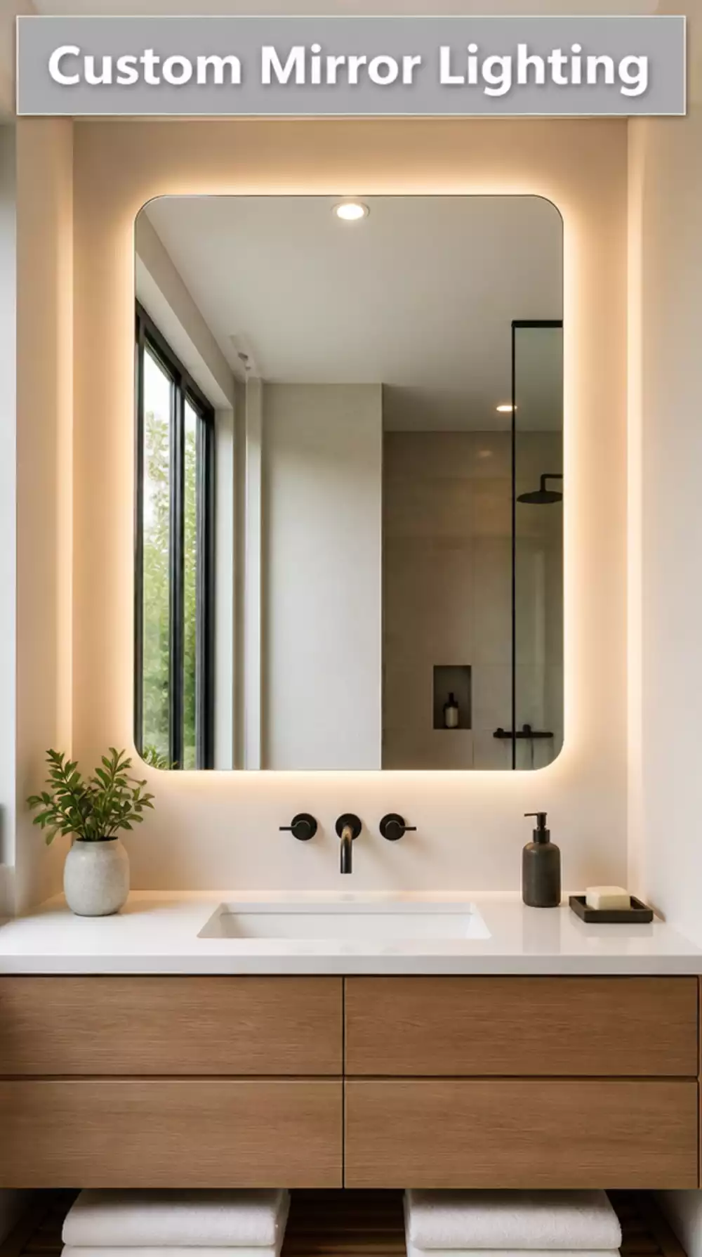 Bathroom Vanity Mirror LED Strip Frame Trick