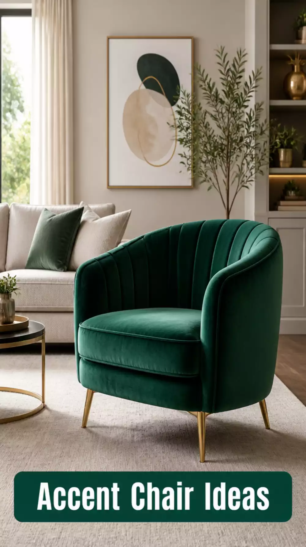 Single colored armchair adds design to neutral room