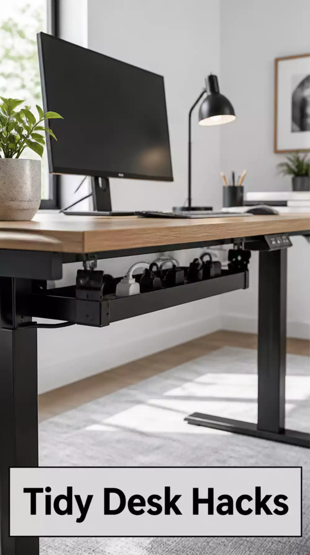 Tidy Home Office Desk Cable Management Tray Solution