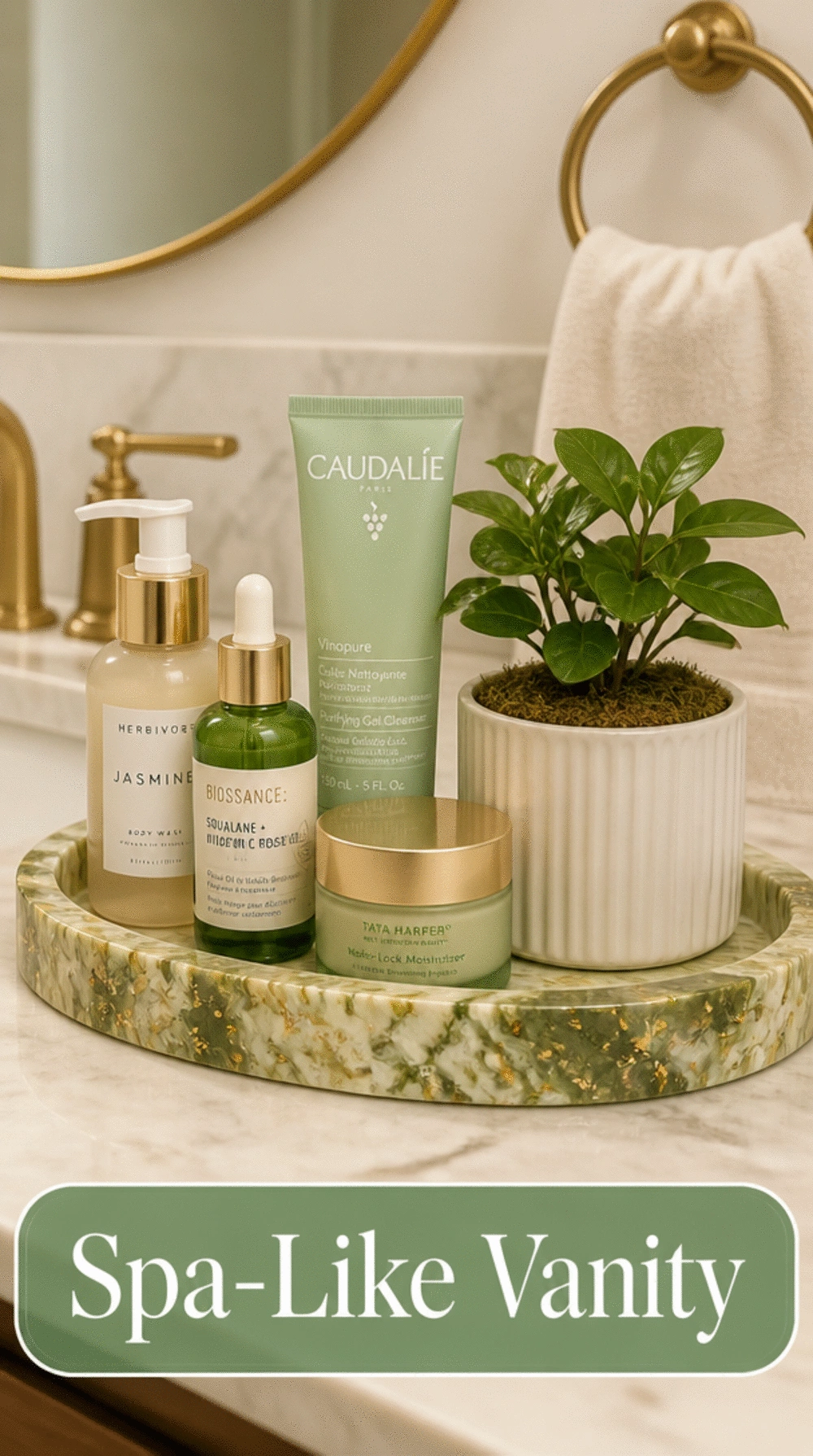 The Bathroom Vanity Tray Trick That Makes a Cluttered Counter Look Spa-Like