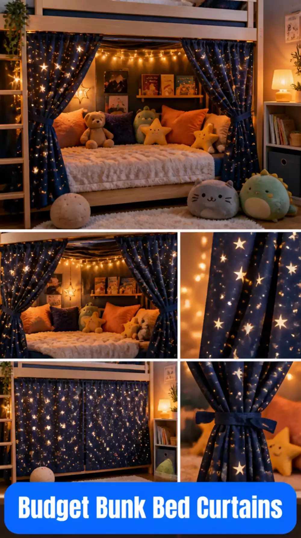 Kids Room Bunk Bed Curtain Panel That Creates a Private Lower Bunk Cave for Under Ten Dollars