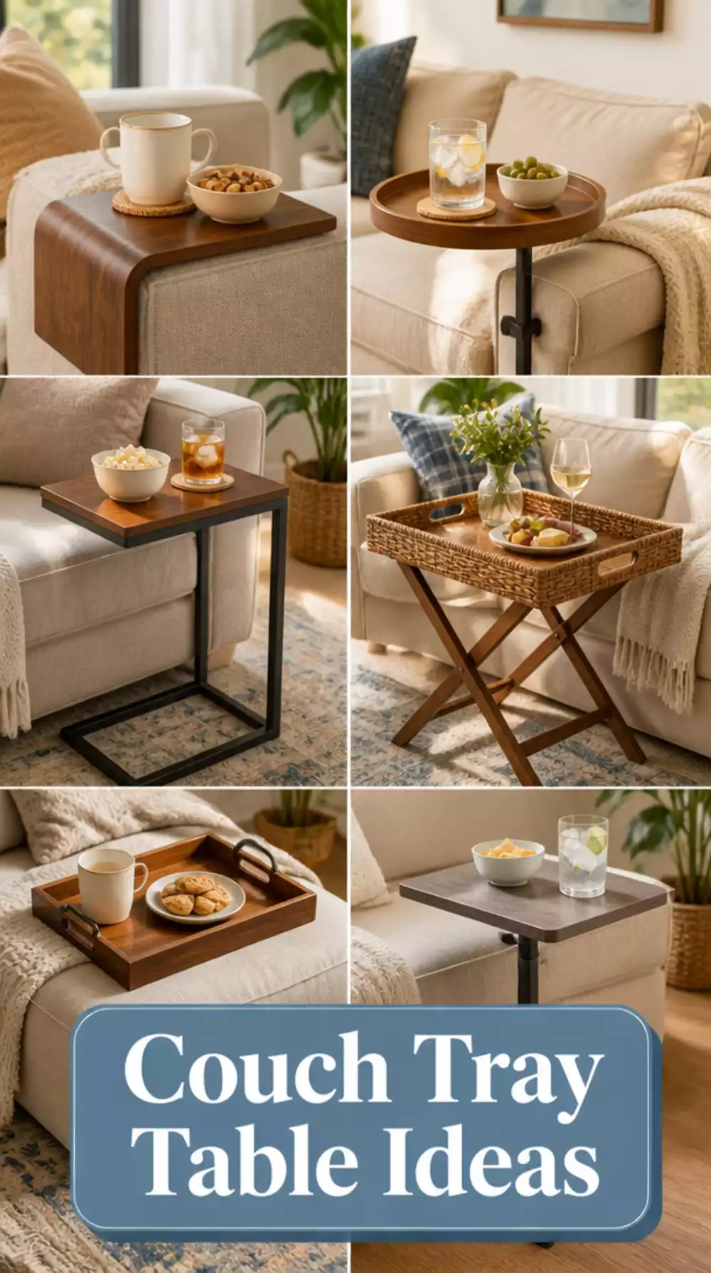 The Living Room Couch Tray Table Trick That Creates a Side Surface for Nothing