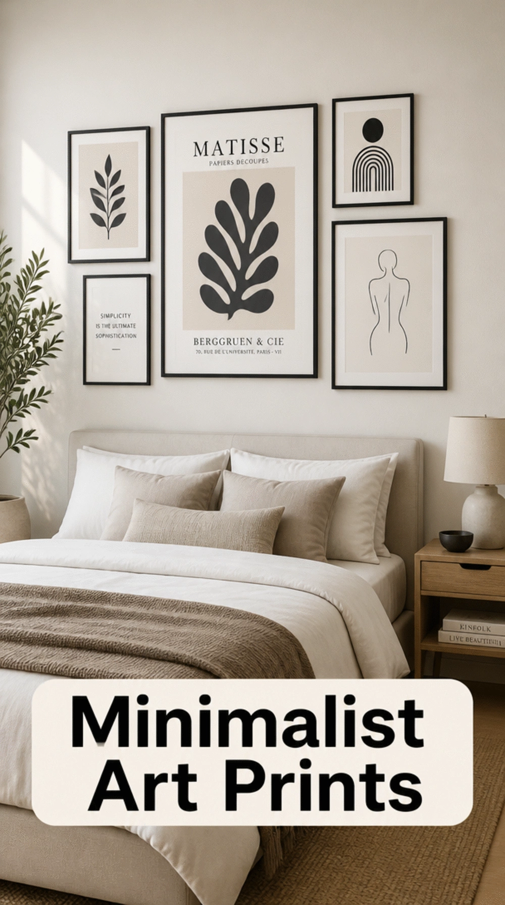 Bedroom Slim Black-Frame Art Print Set for a Minimal Styled Bedroom Wall