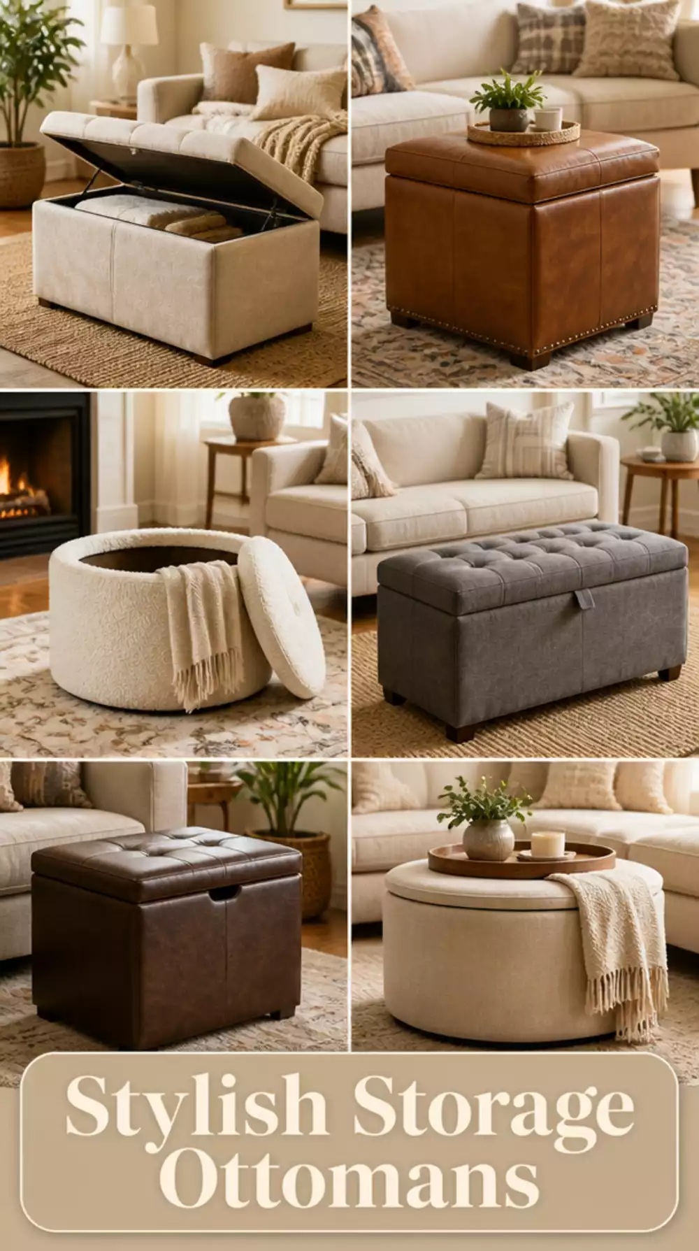 Living Room Ottoman With Hidden Storage That Replaces a Coffee Table in a Small Room