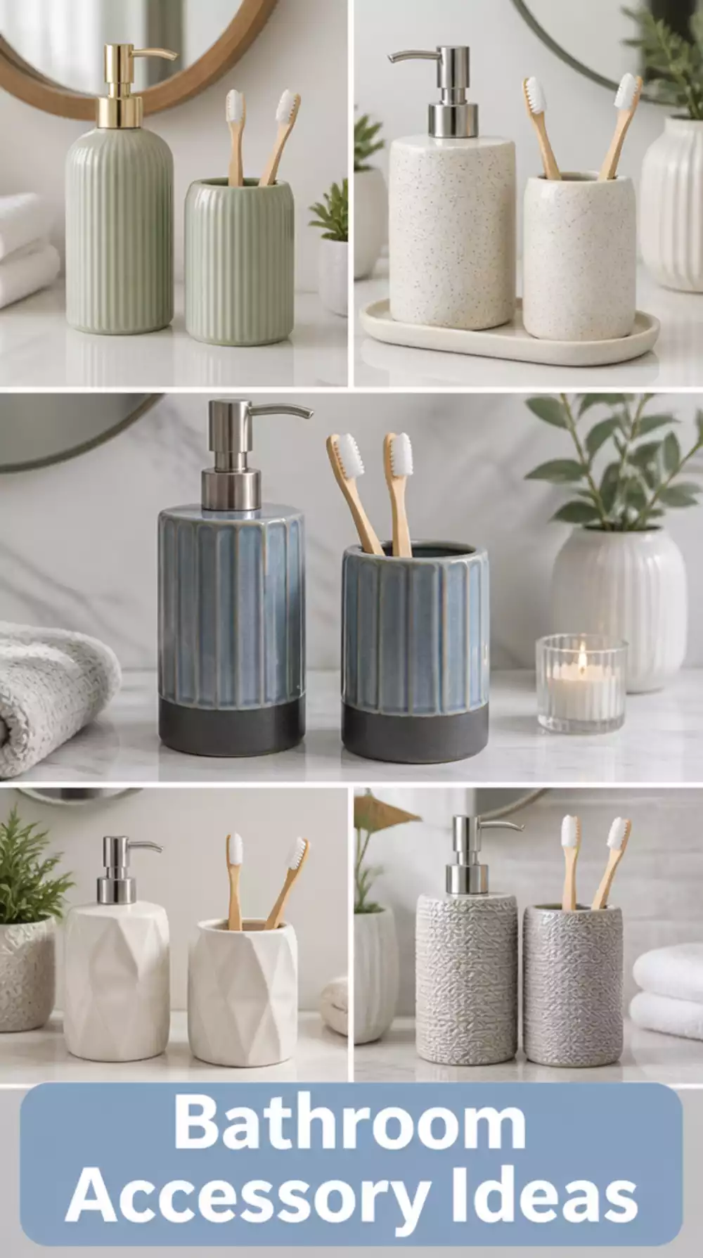 Bathroom Matching Soap Dispenser and Toothbrush Holder Set That Ties the Counter Together