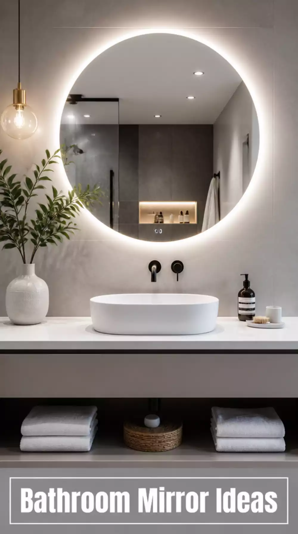 Round Frameless Mirror with LED Light Ring Ideas