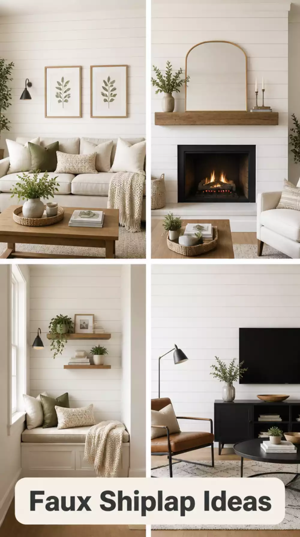 Living Room Faux Shiplap Peel-and-Stick Panel