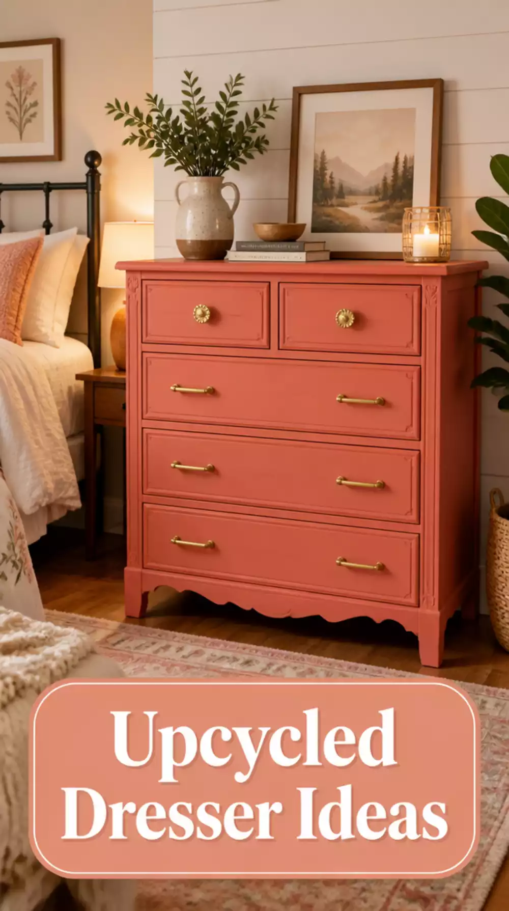 Bedroom Thrift Store Wooden Dresser Upcycled With New Hardware and a Fresh Paint Colour
