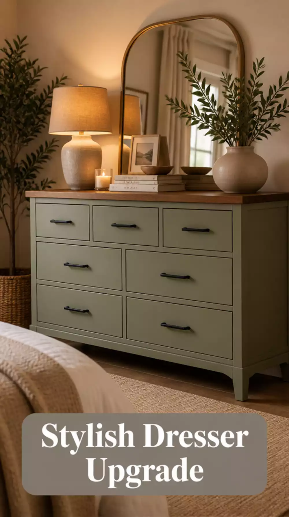 Bedroom Upcycled Dresser with New Matte Black Hardware That Looks Brand New