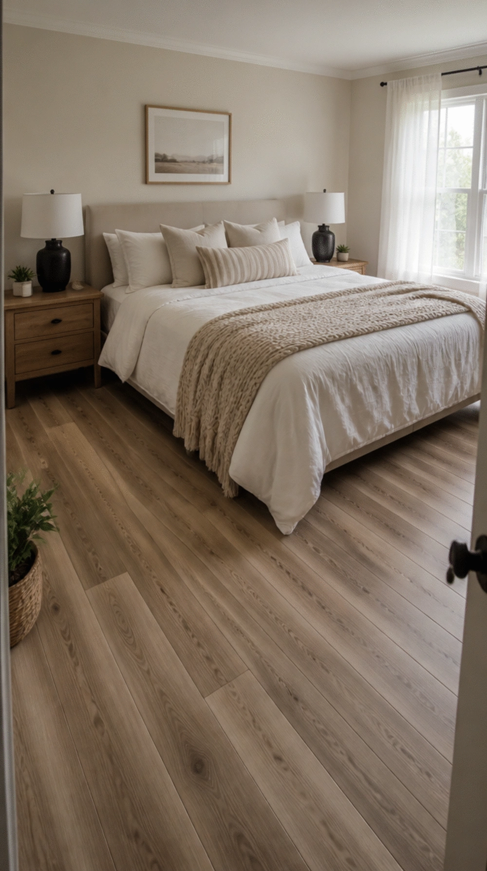 Bedroom Peel-and-Stick Vinyl Plank Tile That Lays Over Existing Flooring With No Adhesive