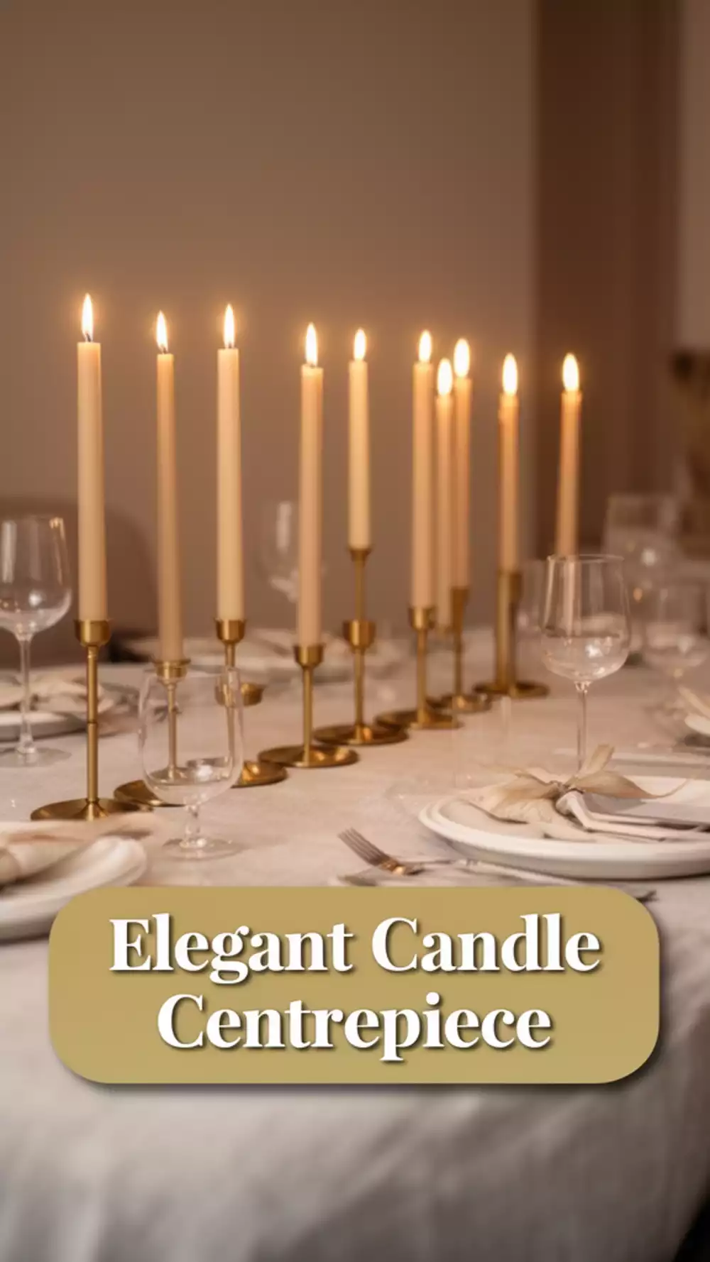 Dining Room Candle Centrepiece Using Taper Candles in Simple Brass Holders