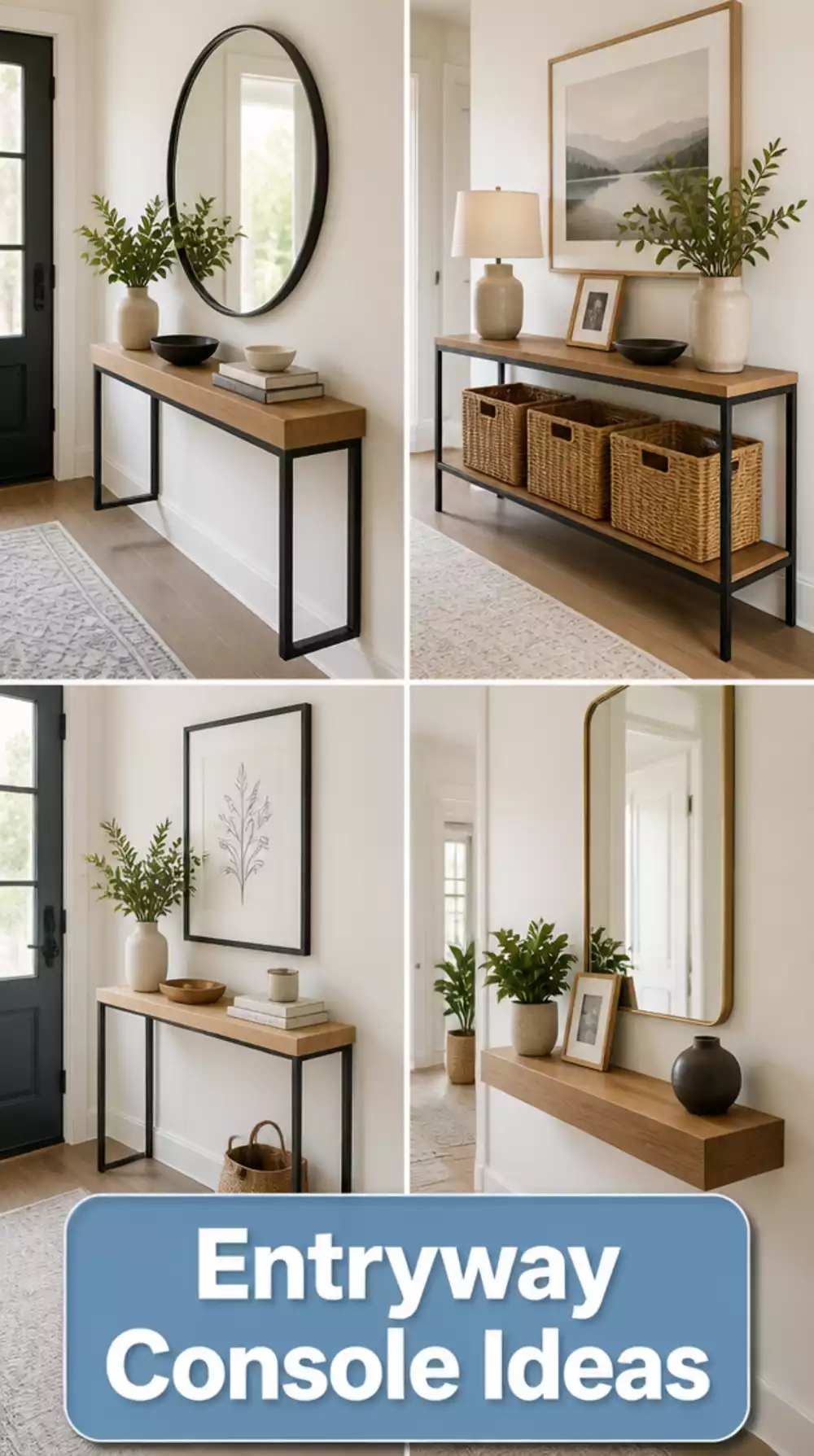 Entryway Slim Wall-Mounted Console With a Lower Shelf That Organises a Narrow Hall