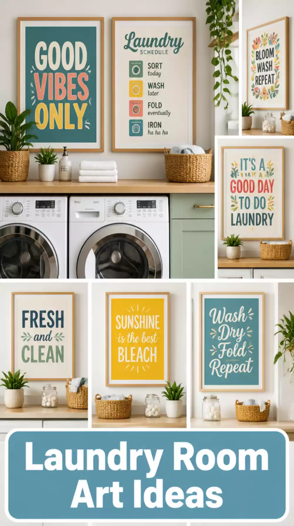 Laundry Room Wall Art Print in a Simple Frame That Makes the Space Feel Less Functional