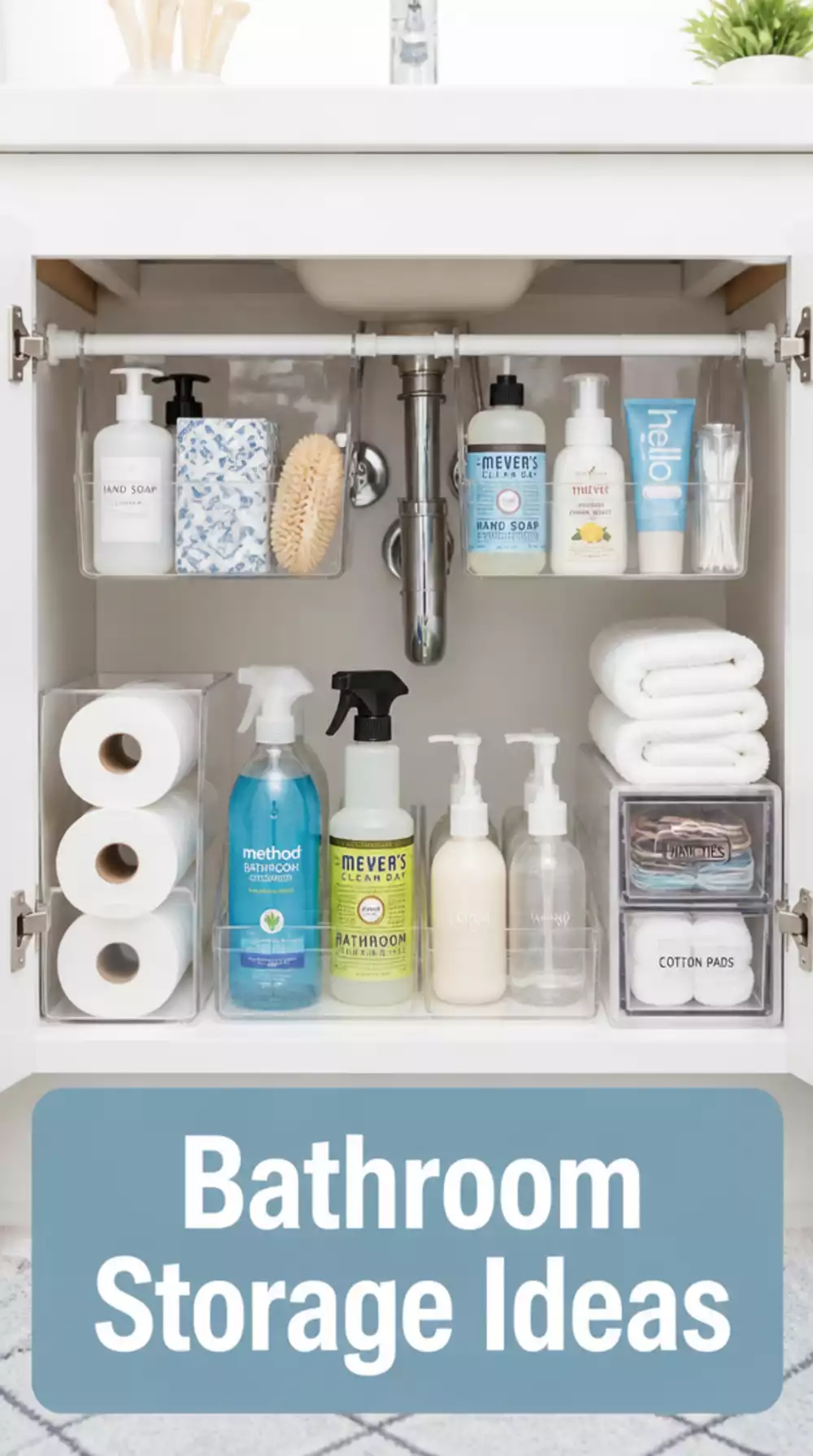 Bathroom Under-Sink Tension Rod That Doubles the Storage Space Instantly