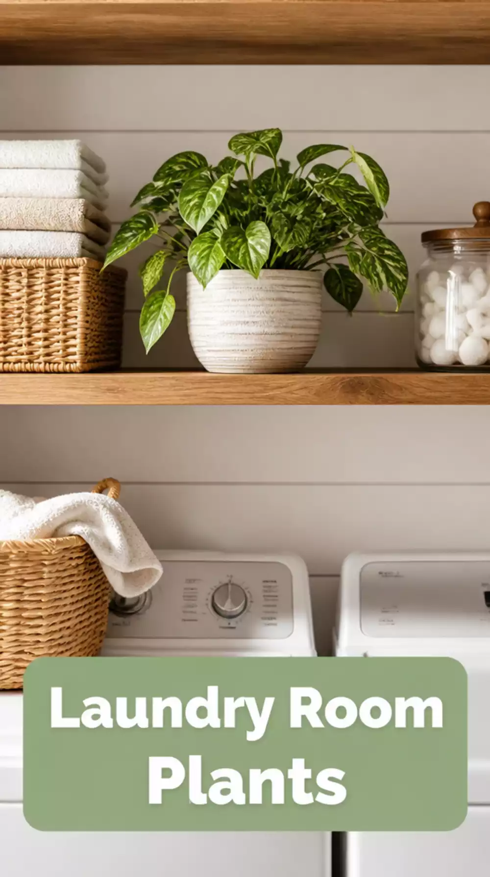 Why a Single Potted Plant on a Laundry Room Shelf Makes a Utility Space Feel Like Home