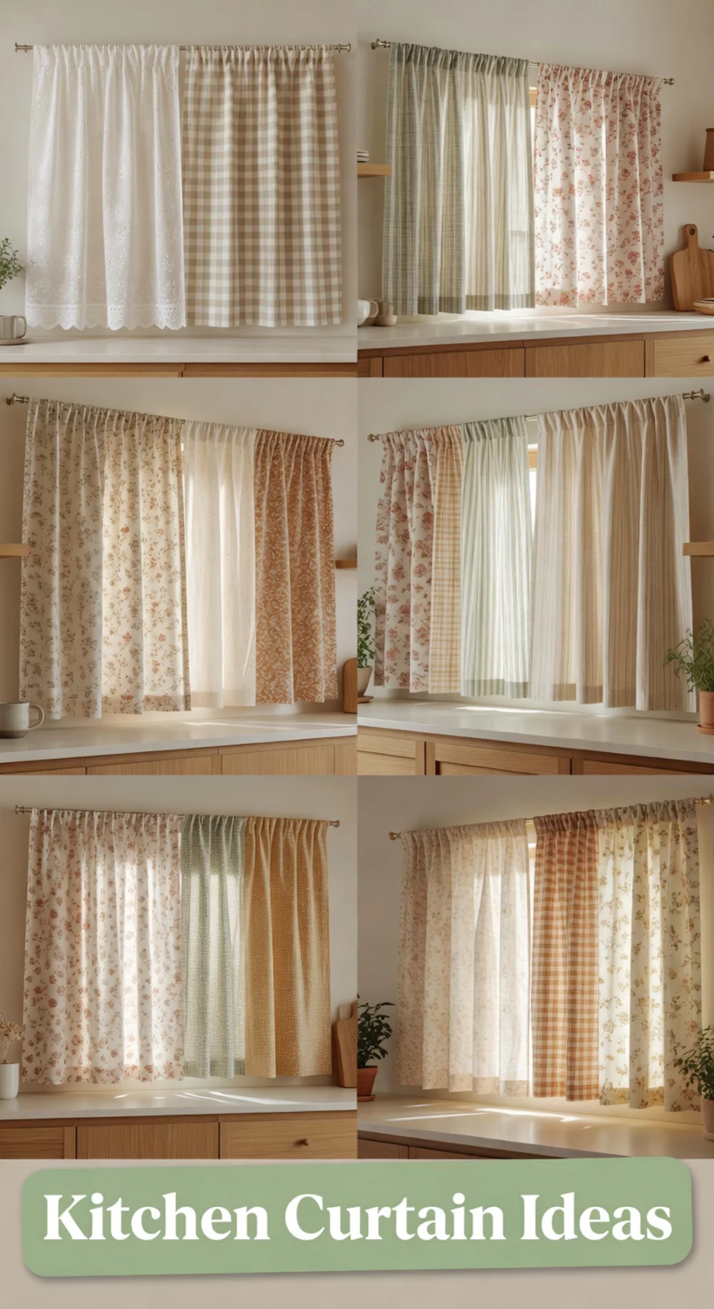 Kitchen Cafe-Style Half Curtain on a Slim Tension Rod That Adds Privacy and Charm