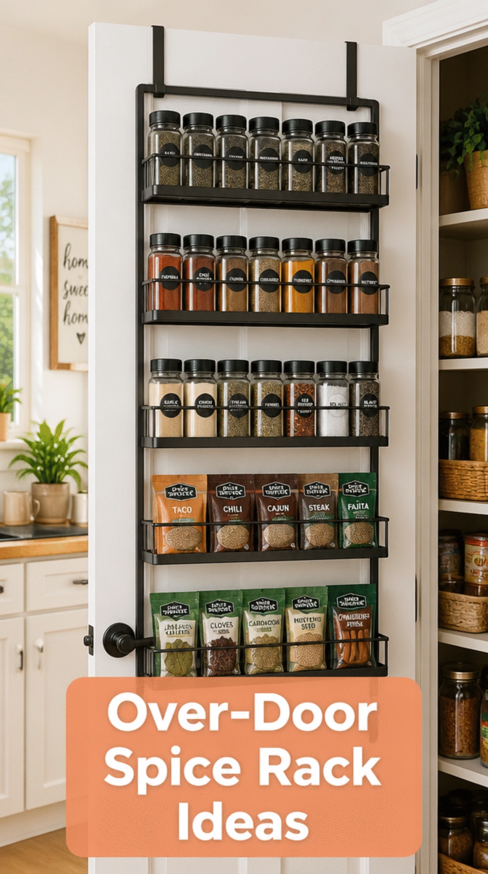 Pantry Over-Door Slim Rack for Spices and Small Packets