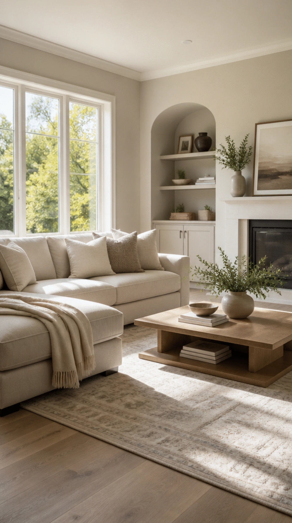 Living Room Warm White Wall Paint in a Soft Greige Tone That Works With Every Piece of Furniture