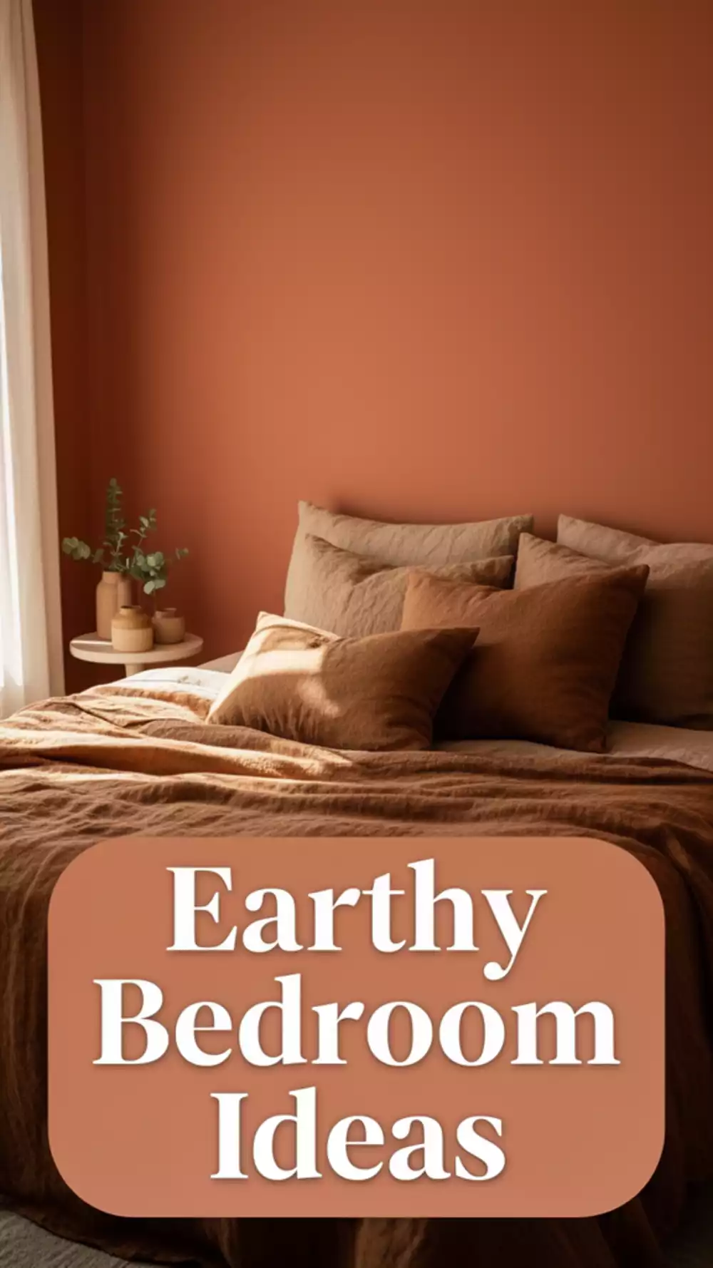 Bedroom Earthy Terracotta and Warm Brown Palette Trend Using Paint and Affordable Textiles