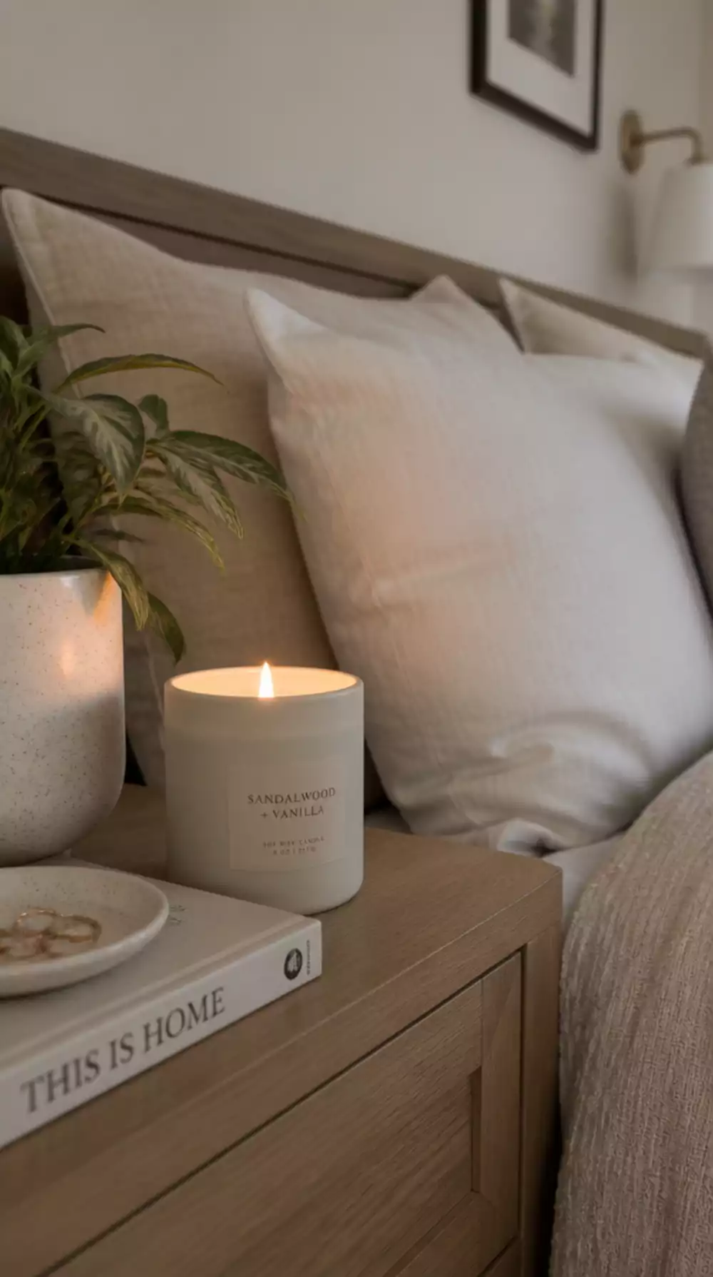 Bedroom Soy Wax Candle in a Reusable Matte Ceramic Pot That Doubles as a Decor Object