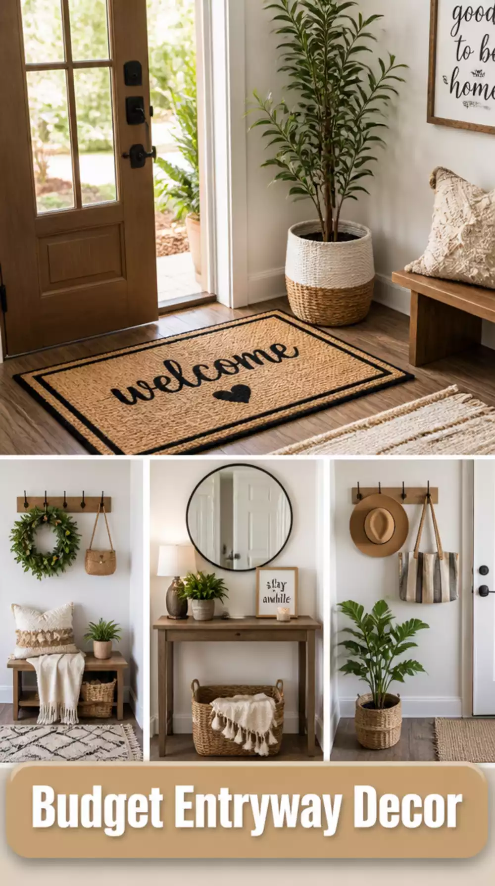 Entryway New Doormat and a Single Potted Plant for Under Twelve Dollars That Changes Arrivals
