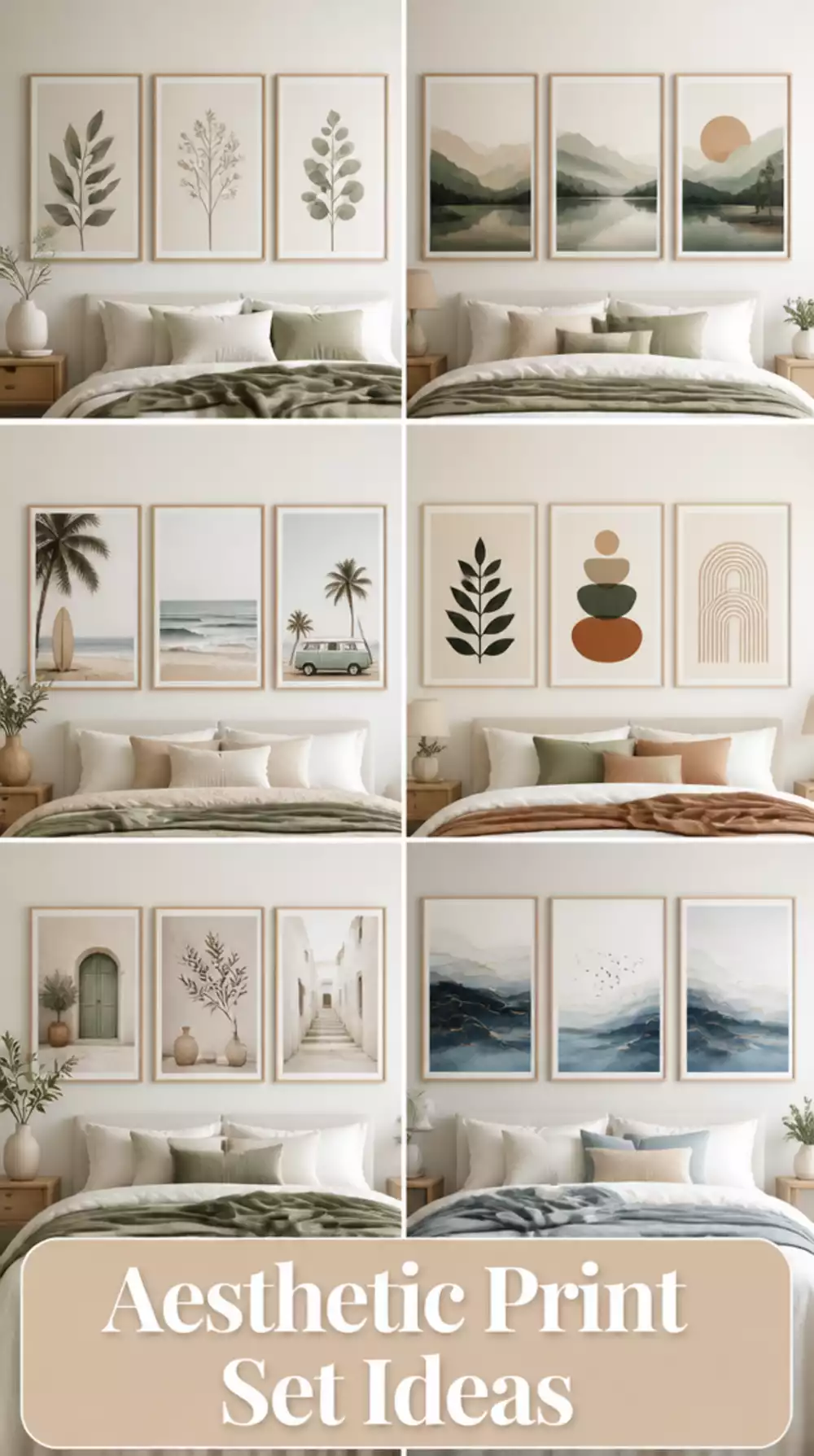 Bedroom Aesthetic Print Set in Matching Slim Frames for a Minimal Styled Look