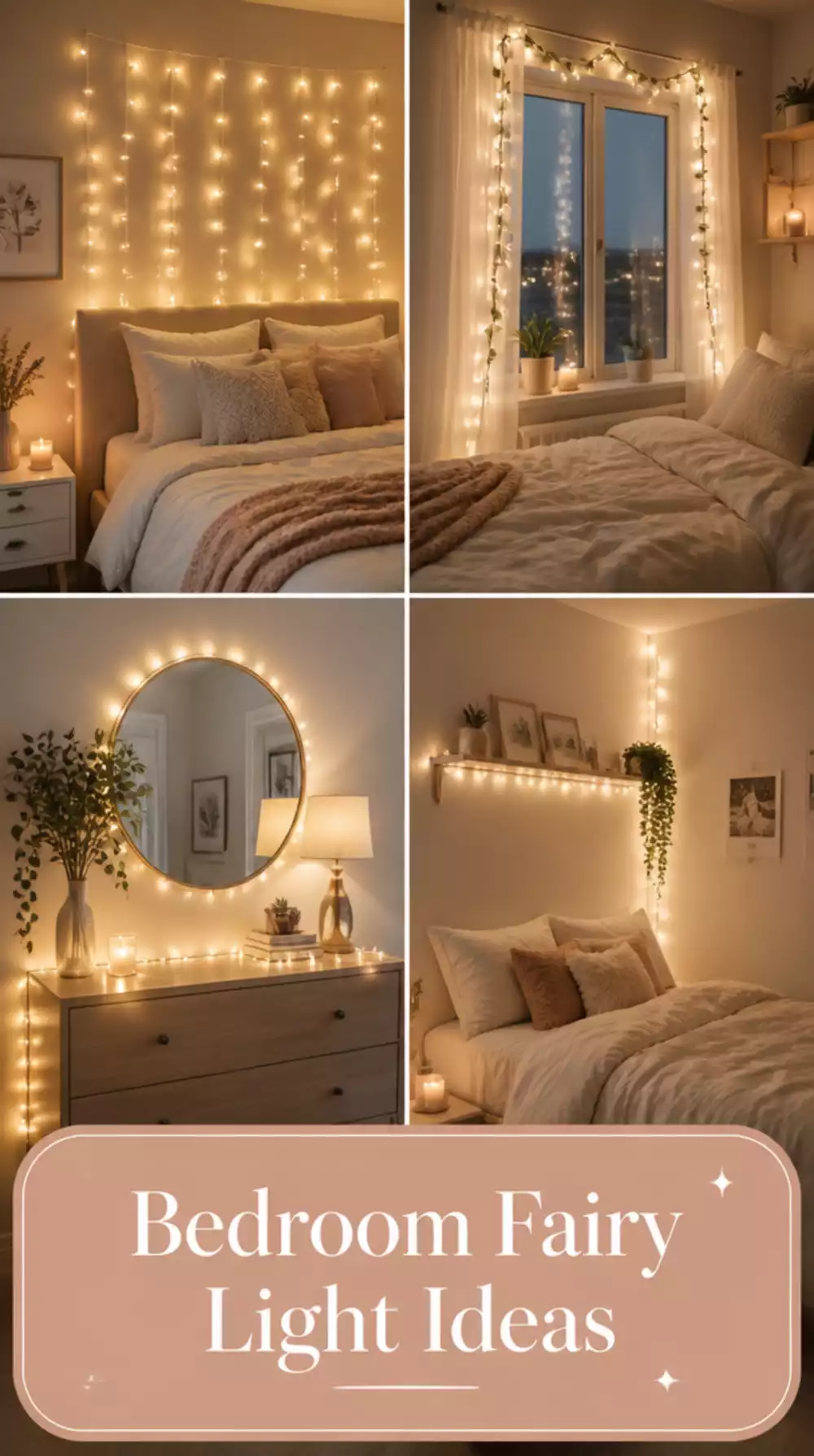 Bedroom Plug-In Fairy Light String That Creates Warm Overhead Ambiance Without Wiring