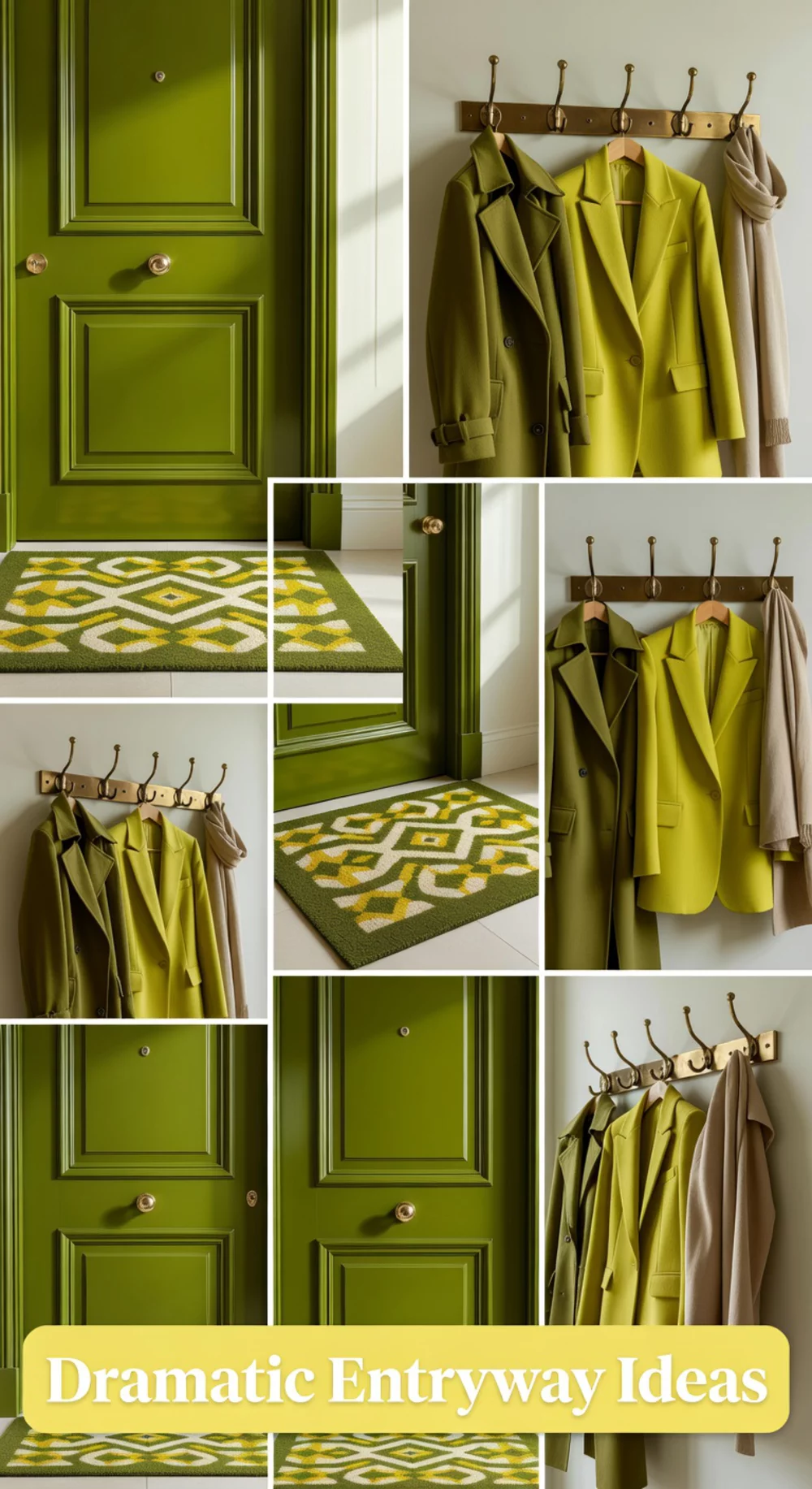 Entryway Colour Drench in a Deep Chartreuse or Olive for a Dramatic First Impression