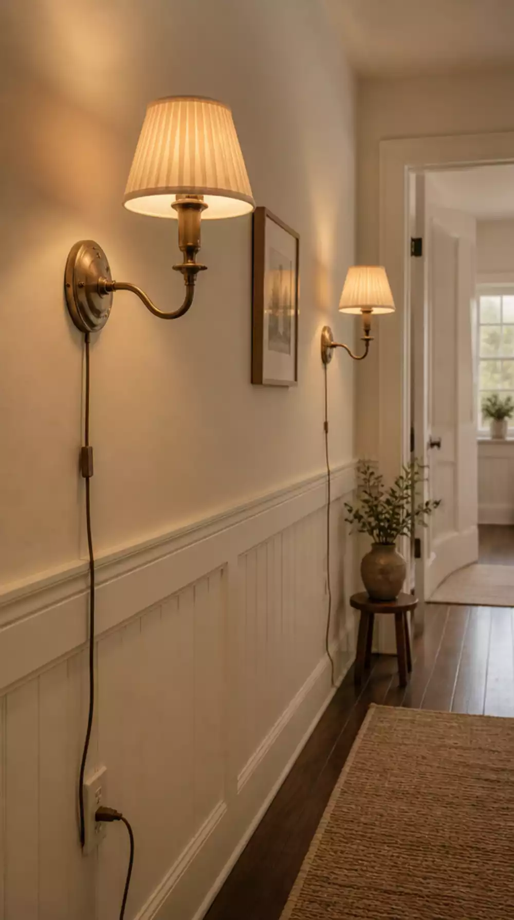Hallway Plug-In Wall Sconce Pair That Adds Warm Light Without Any Electrical Work