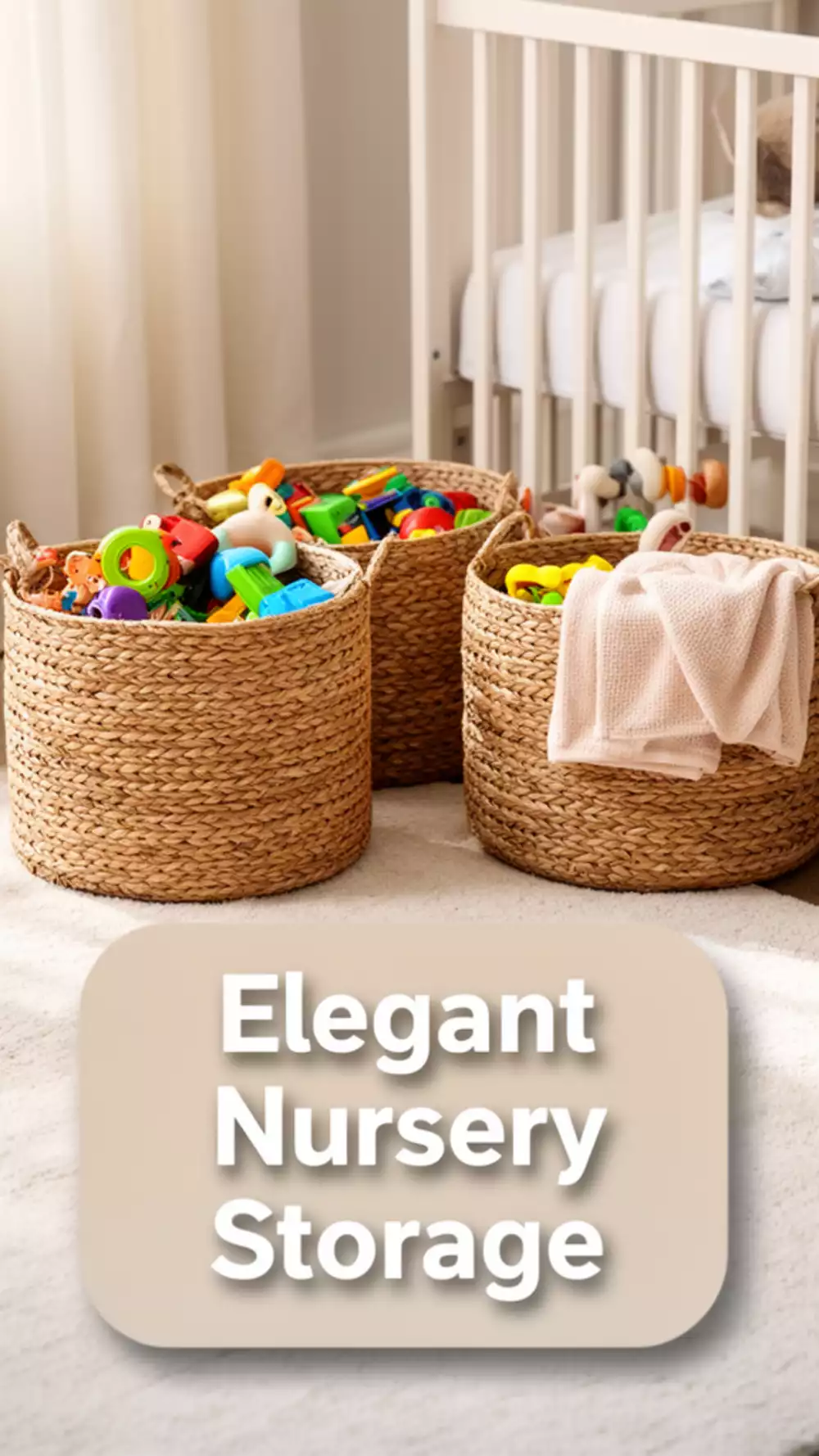 Nursery Woven Seagrass Storage Basket Set for Toys and Blankets That Looks Elegant on the Floor