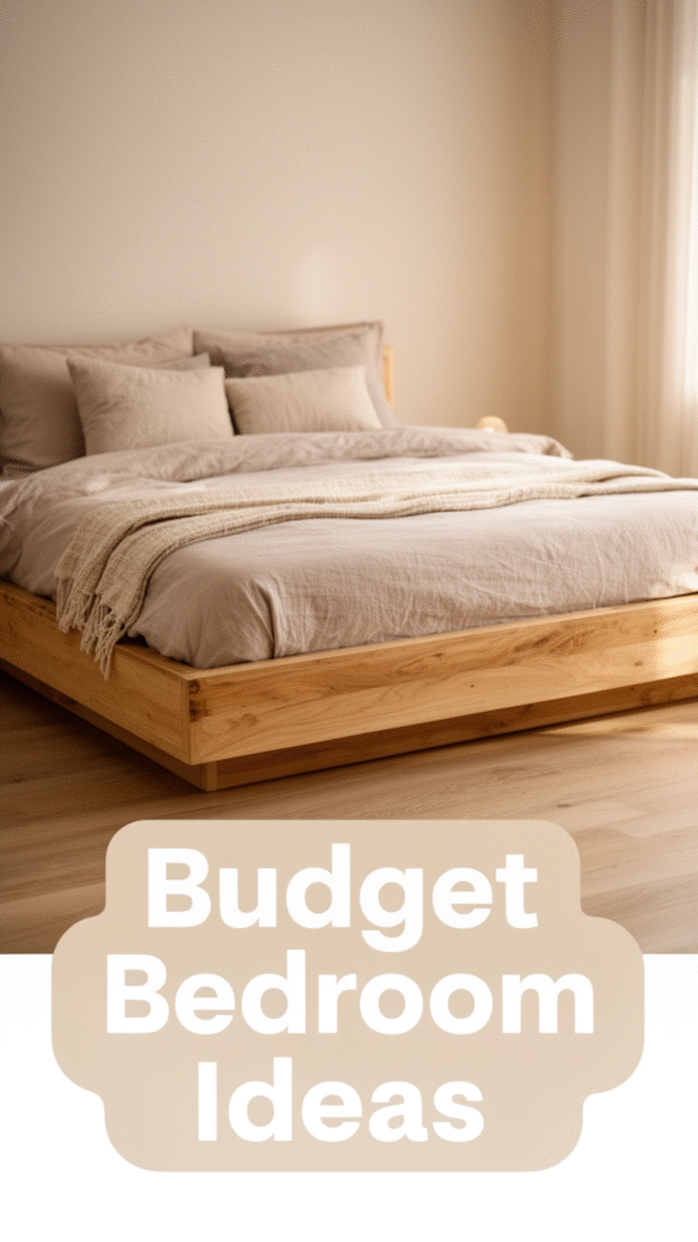 Bedroom Low Platform Bed Frame in a Natural Wood Tone for a Calm Grounded Look