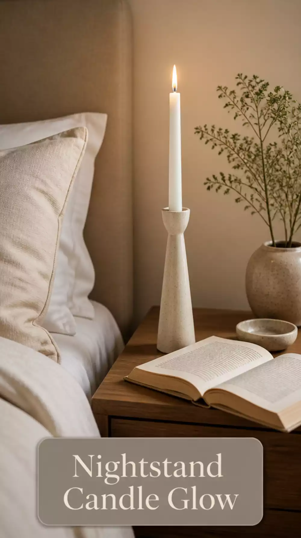 Serene Bedroom Taper Candle Set for Nightstand Glow