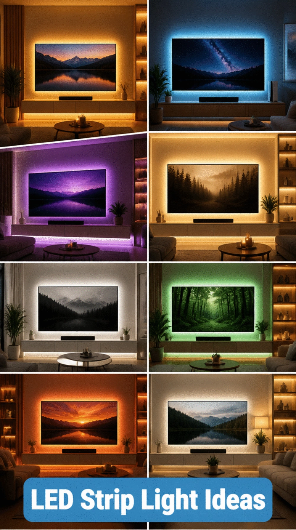 Living Room LED Strip Lights Behind the TV That Transform the Whole Wall