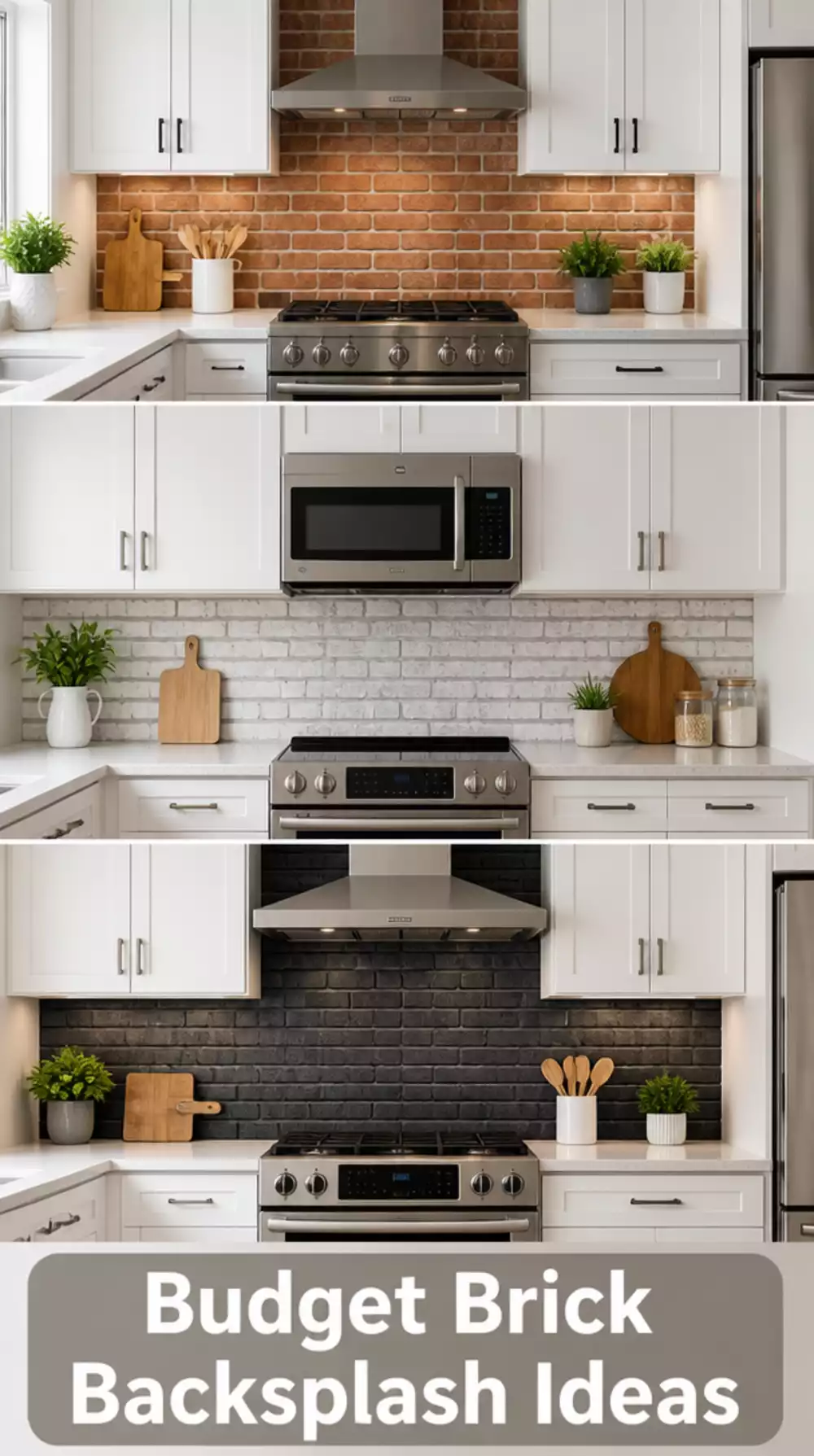 Kitchen Removable Brick-Effect Panel That Renter-Proofs a Dated Tiled Splashback