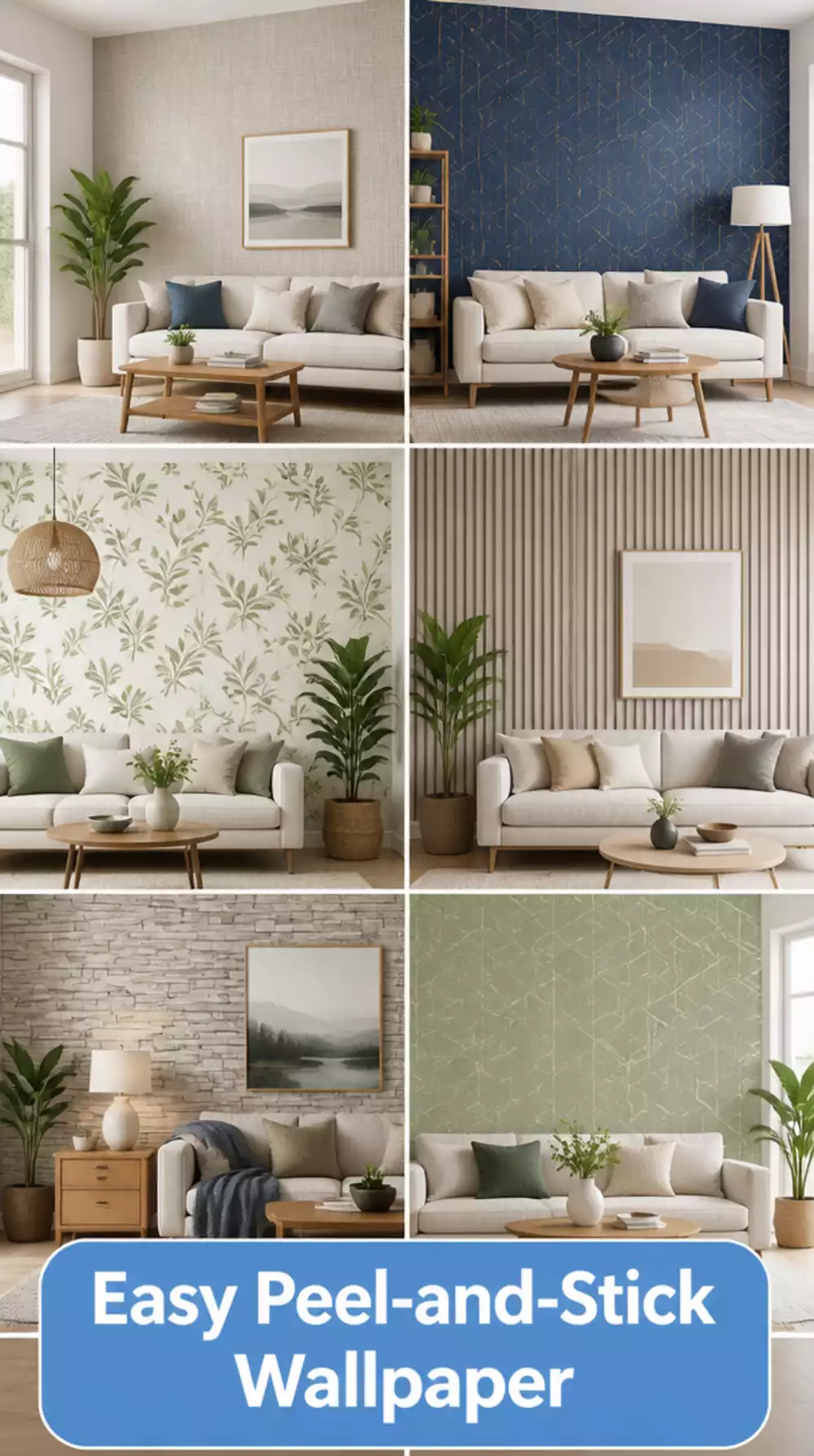 Living Room Peel-and-Stick Wallpaper Panel That Transforms a Plain Accent Wall